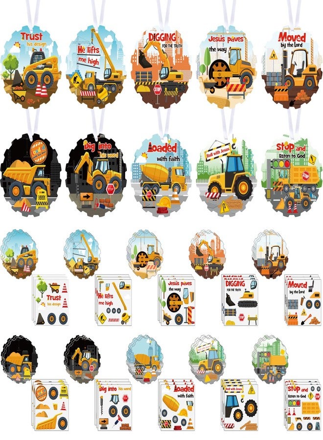 Resholder 30 Sets Christian Crafts Construction Vehicle Stickers Bulk DIY Religious Sunday School Jesus Bible VBS Craft Ornaments for Summer Back to School Gifts Transportation Car Truck Party Favors - Image 1